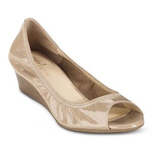 Cole Haan Nike Air Tali Nude Patent Peep Toe Wedges - Size 9.5 - WORN ONCE